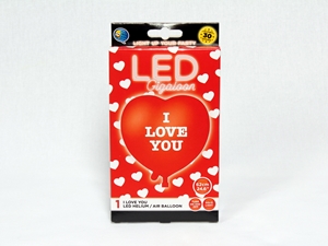 Óriás plasztik, LED-es világító lufi I LOVE YOU