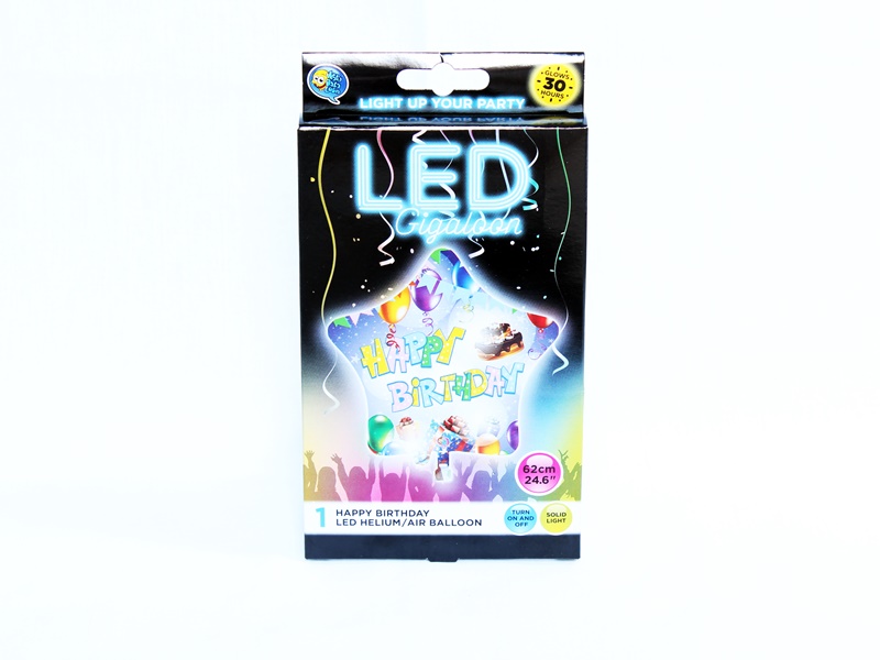 Óriás plasztik, LED-es világító lufi HAPPY BIRTHDAY, 2.499 Ft